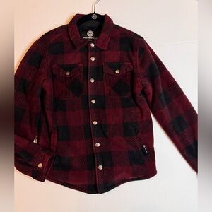 Weatherproof Buffalo Plaid Sherpa Lined Shacket Burgundy Black Youth 14/16